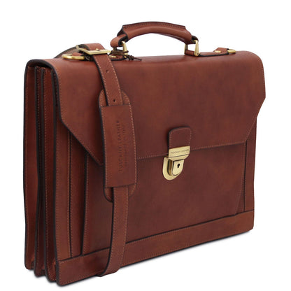 Maletines de piel Cremona - 3 compartment matte leather briefcase | TL142448 San Rocco Italia