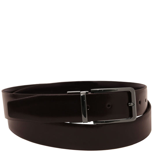Leather Belts for men Dark Brown / 95 cm Elegant double-sided brushed leather belt 35mm | TL142540 San Rocco Italia