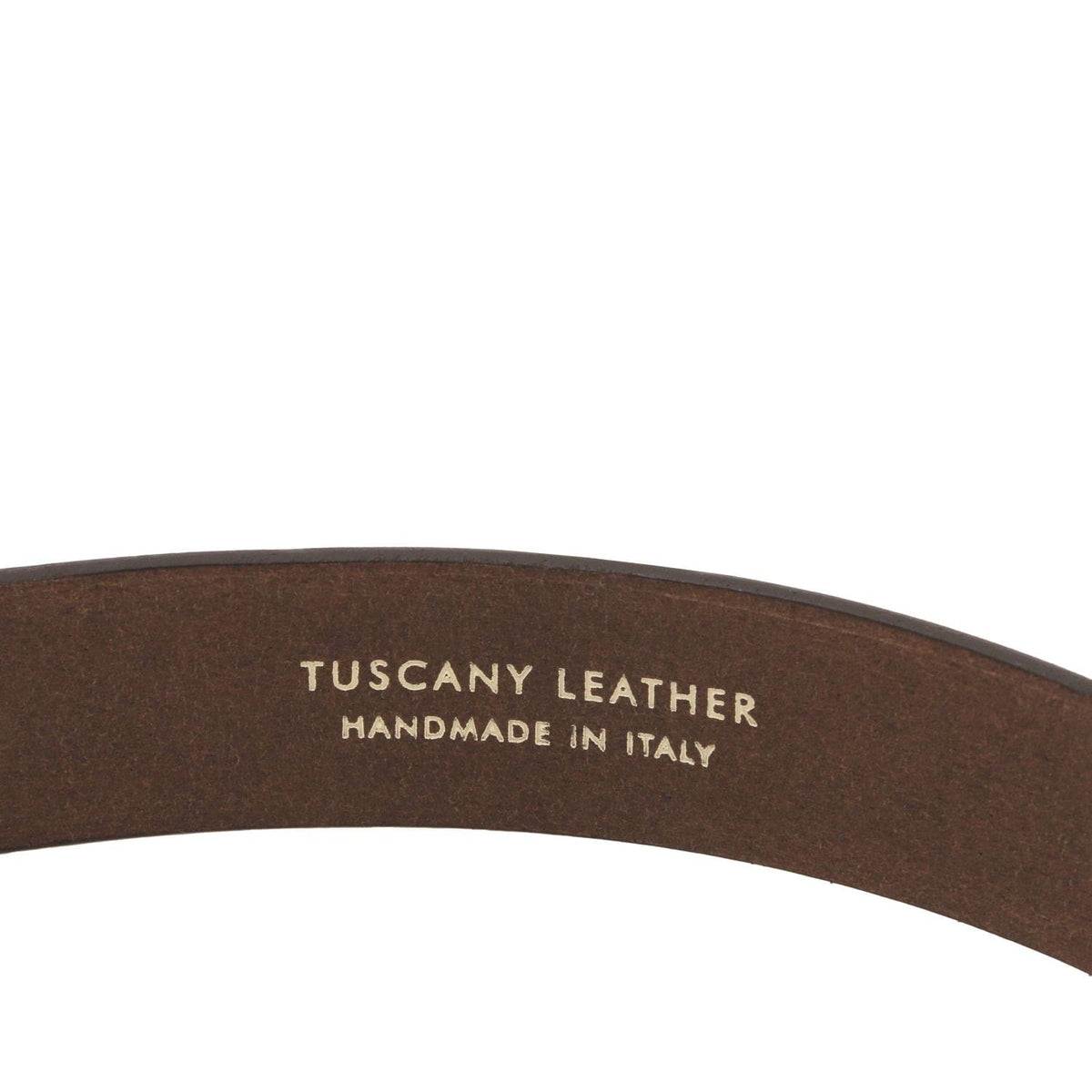 Marrone nubuck belt con bianco embossed Tuscany Leather Hemade in Italy logo