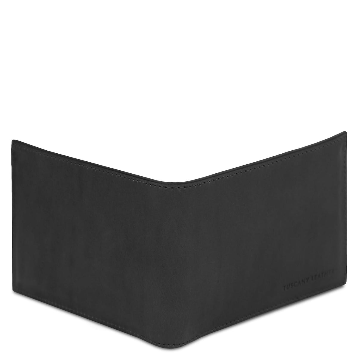 Nero portafoglio in pelle opaca con a curved wave top edge