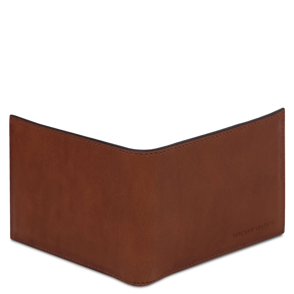 Exclusive 2 fold marrone portafoglio in pelle opaca for men con a bordo superiore curvo