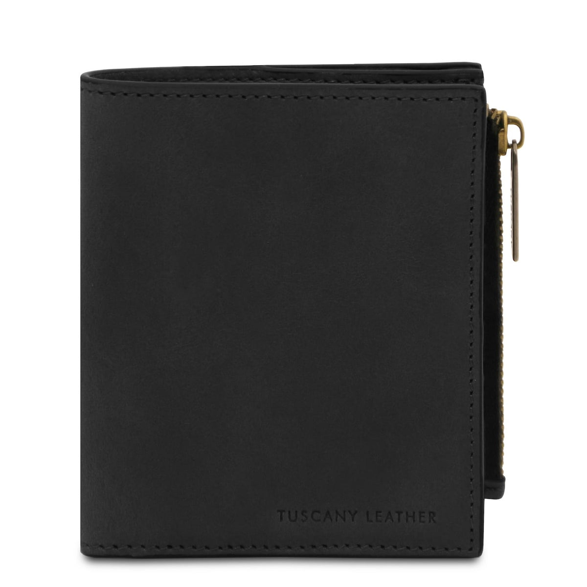 Nero men's portafoglio in pelle con zip around closure e Tuscany Leather breing