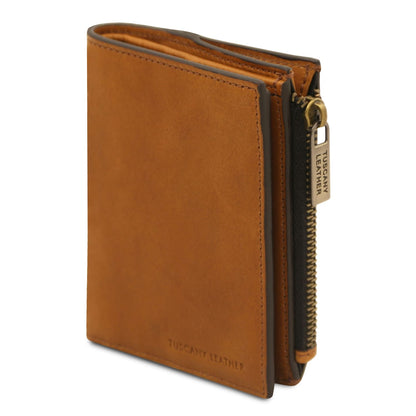 Exclusive portafoglio in pelle for men in cuoio leather, vista frontale.