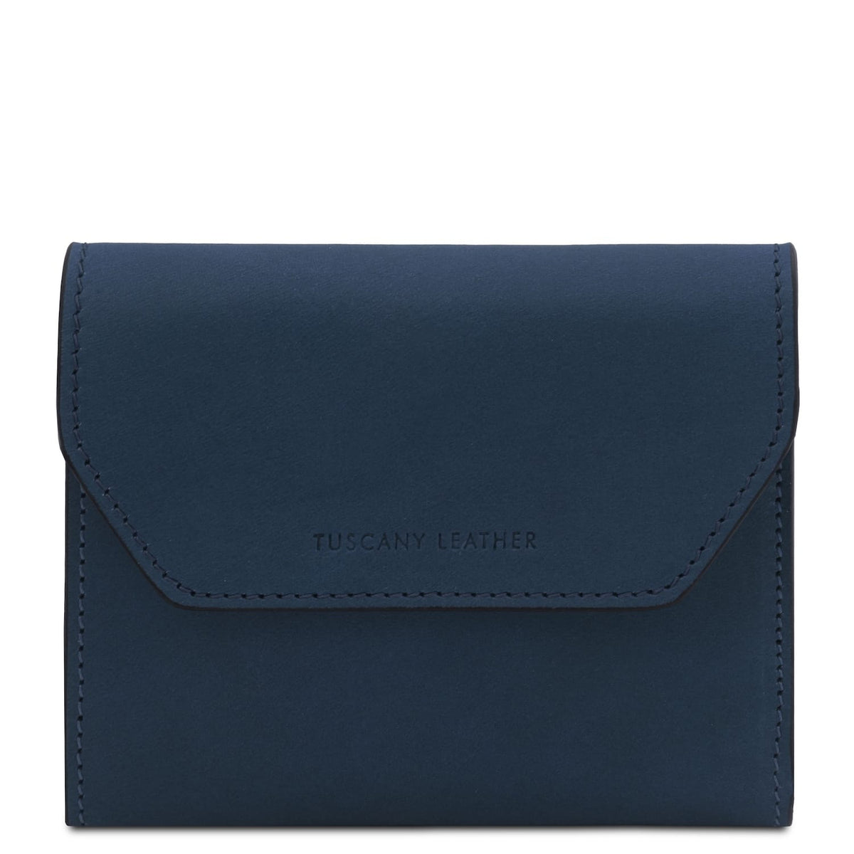 Azul-marinho blue Tuscany Leather wallet with aba frontal and costuras precisas
