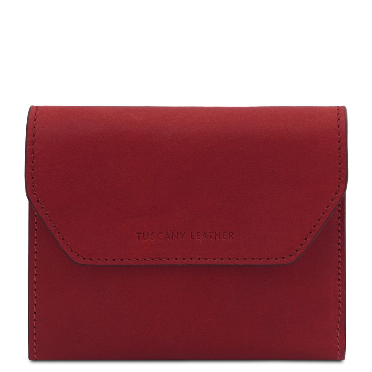 Vermelho Tuscany Leather wallet with envelope-style flap and bordas cosidas.