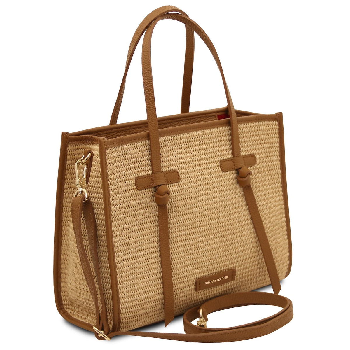 Angled view of Frame straw effect shoulder bag with abnehmbarer Riemen and goldfarbene Beschläge