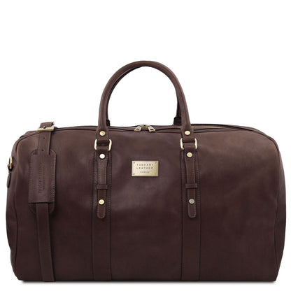 Leather Travel bags Dark Brown Francoforte - Exclusive Leather Weekender Travel Bag | TL142338 San Rocco Italia