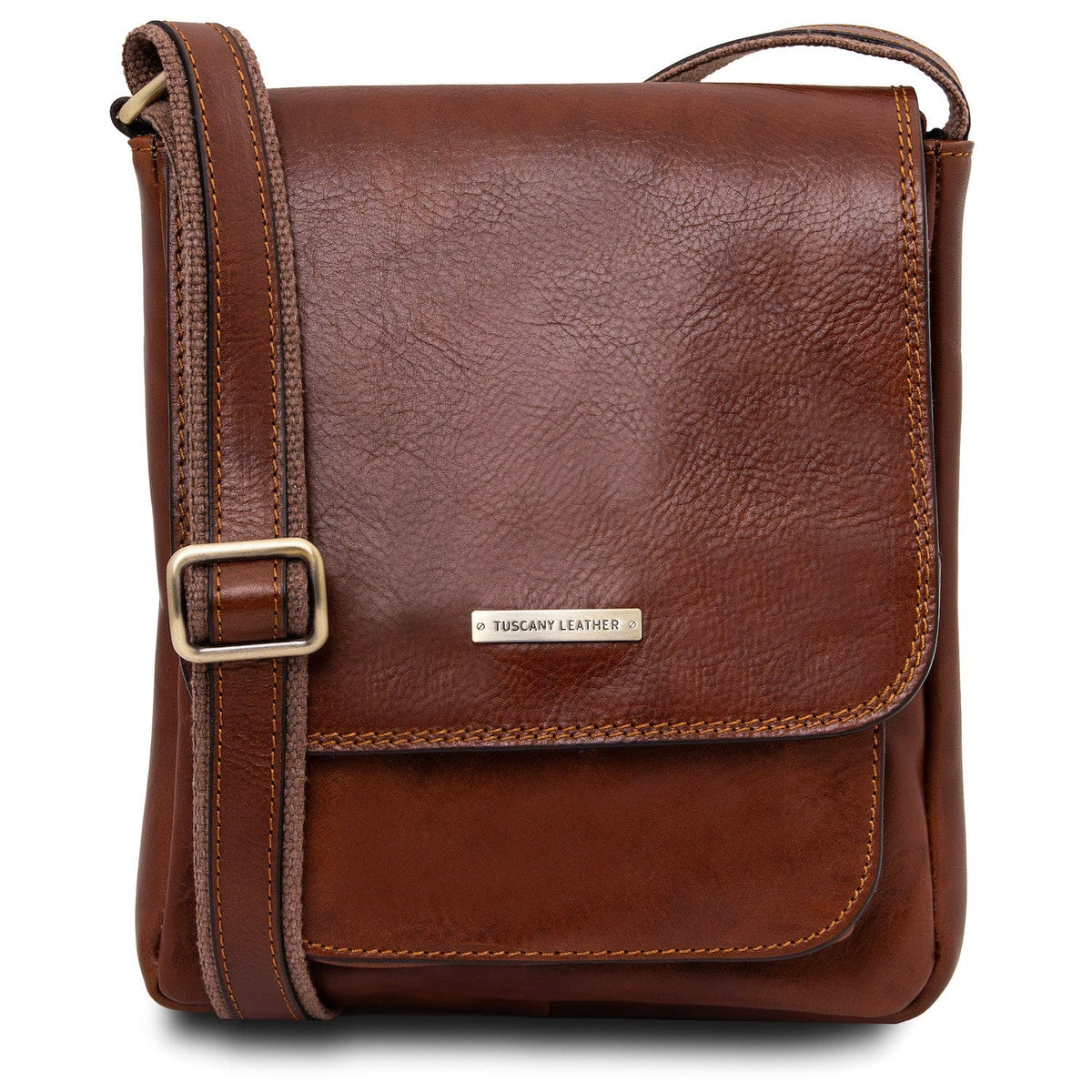Borse da uomo in pelle Marrone Jimmy - Leather crossbody bag for men with front pocket | TL141407 San Rocco Italia