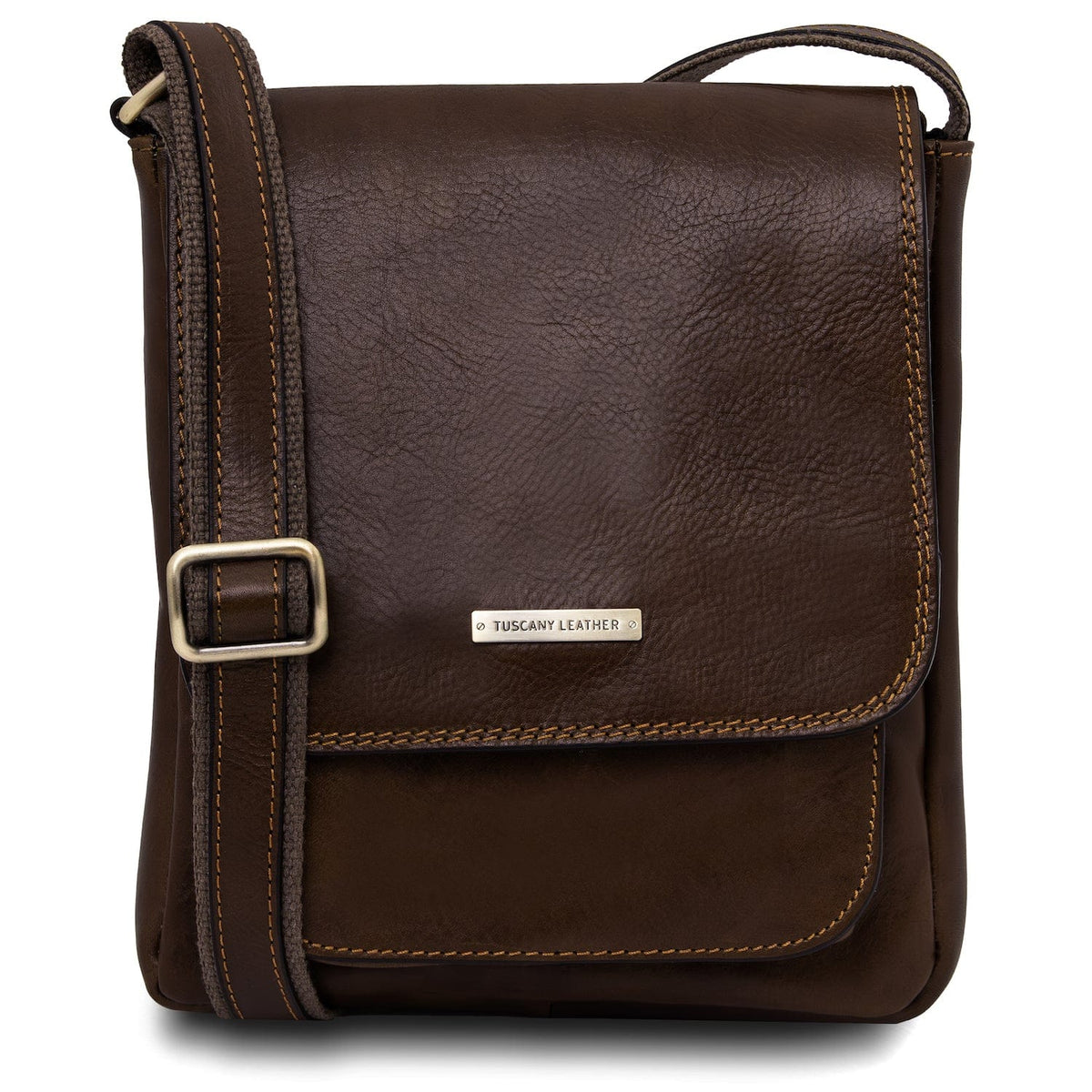 Borse da uomo in pelle Marrone scuro Jimmy - Borsa a tracolla da uomo in pelle con tasca frontale | TL141407 San Rocco Italia