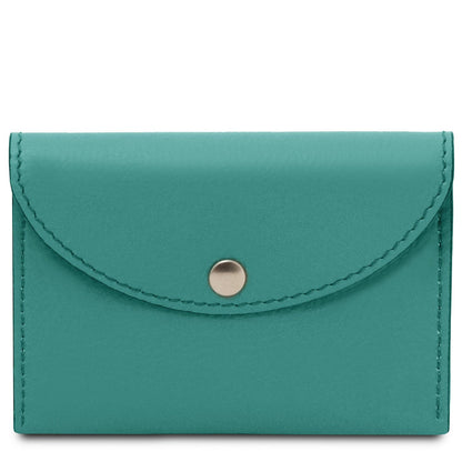 Office leather accessories Turquoise Leather business card /  credit card holder  | TL142417 San Rocco Italia