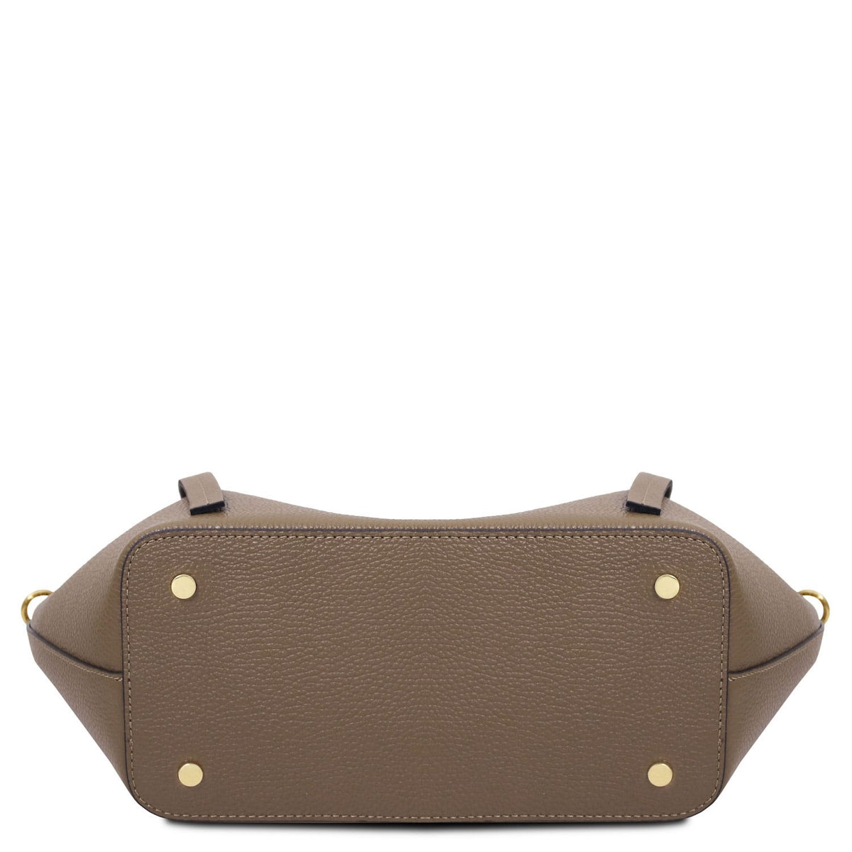 Legame – shopping bag in pelle italiana – Large | TL142481 in pelle taupe martellata con piedini metallici dorati su sfondo bianco