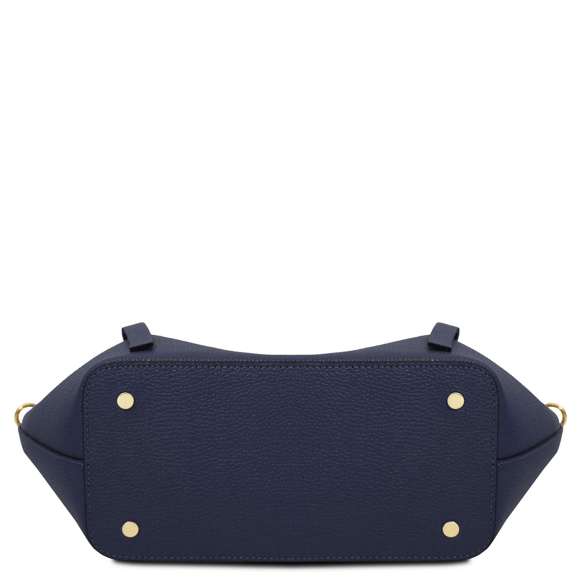 Legame – shopping bag in pelle italiana – Large | TL142481 in pelle blu navy martellata con piedini metallici dorati su sfondo bianco