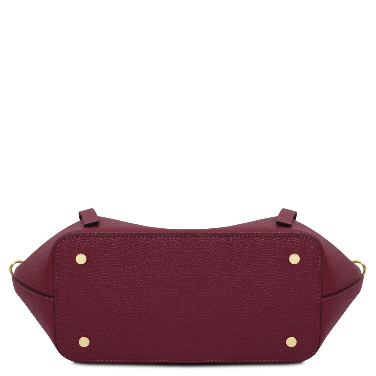 Legame - Italian leather shopping bag - Large size | TL142481 in bordeaux pelle martellata con accessori metallici color oro su sfondo bianco.
