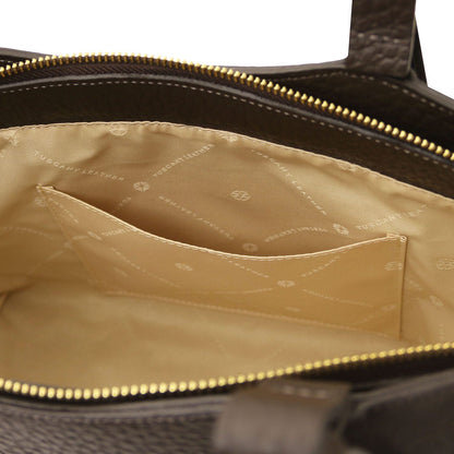 Leather handbags Libra - Long handle suede & leather tote bag | TL142508 San Rocco Italia