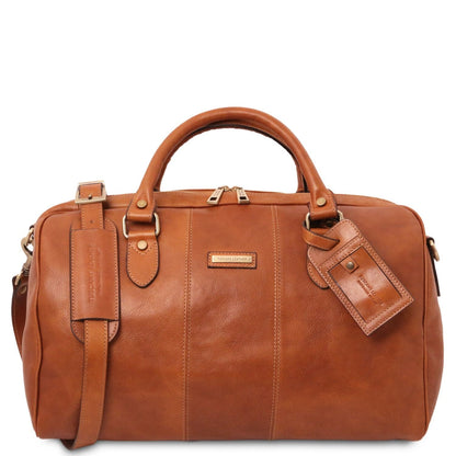 Leather Travel bags Natural Lisbona - Travel leather duffel bag - Small size | TL141658 San Rocco Italia