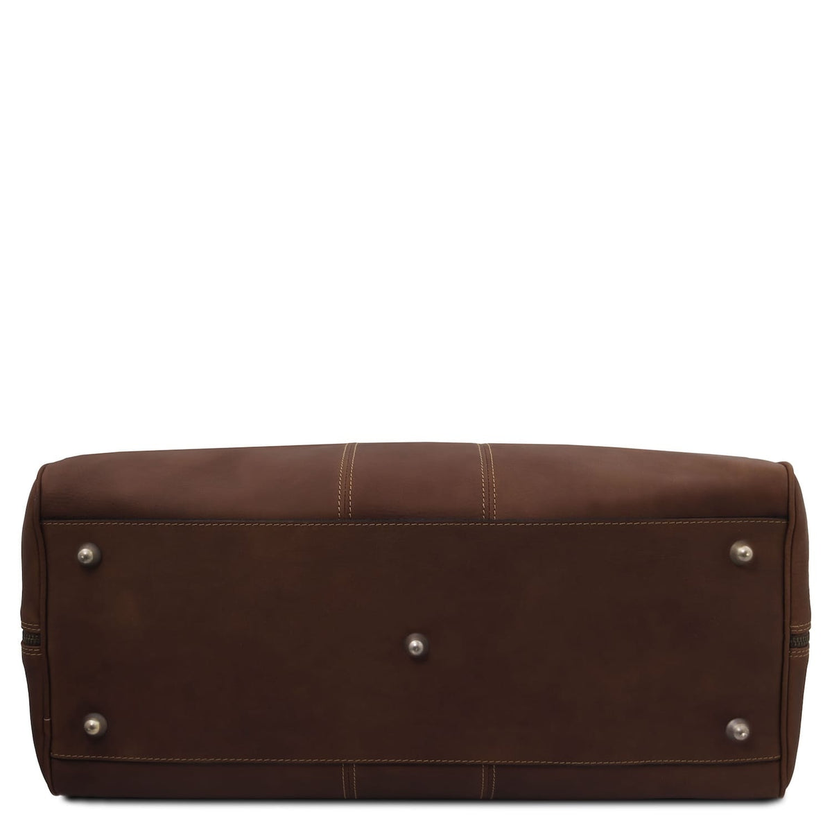 Marrón Lisbona Travel Leather Duffle bag in large size with striped forro beige and interior bolsillo con cremallera