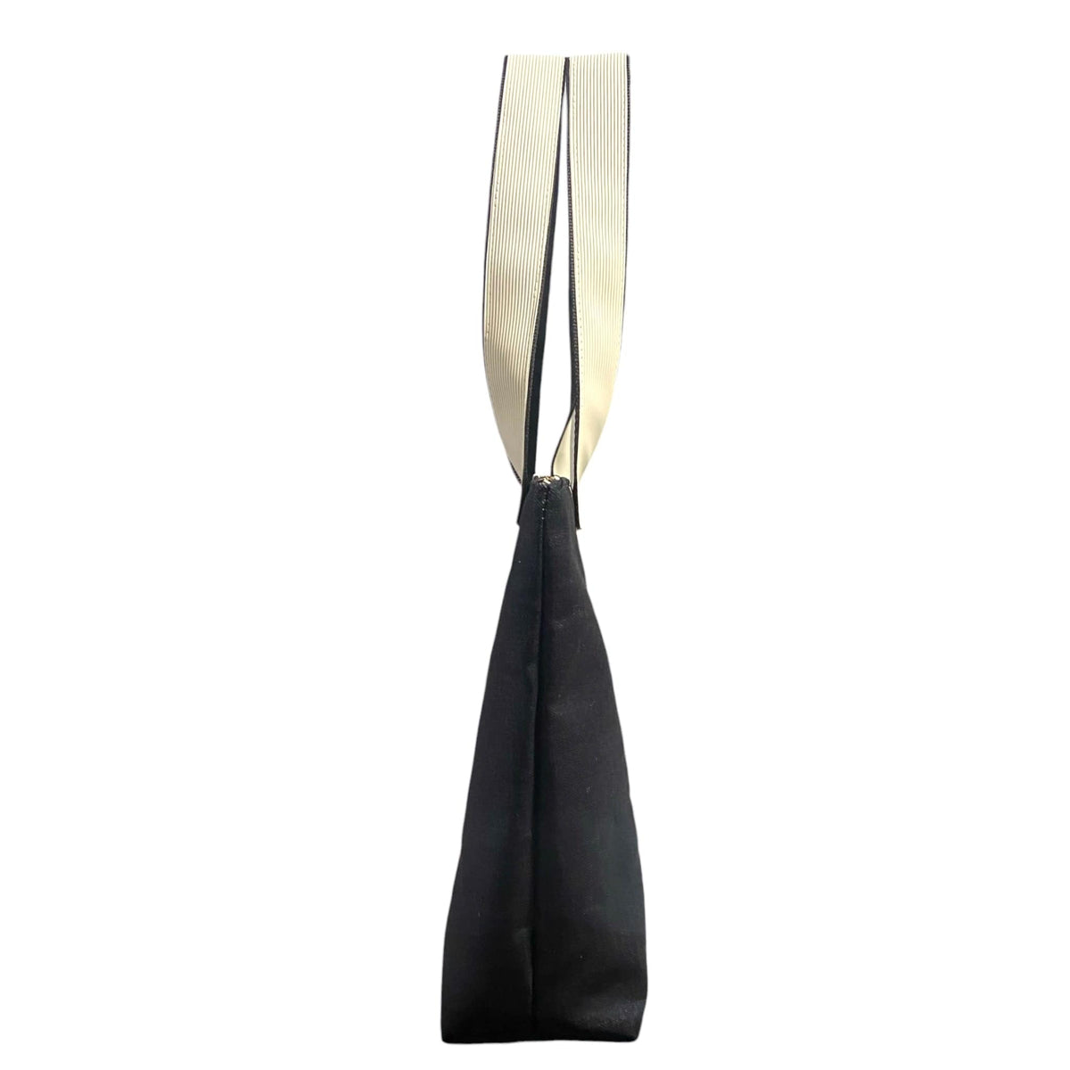 Navy denim bag with a white strap on a white background