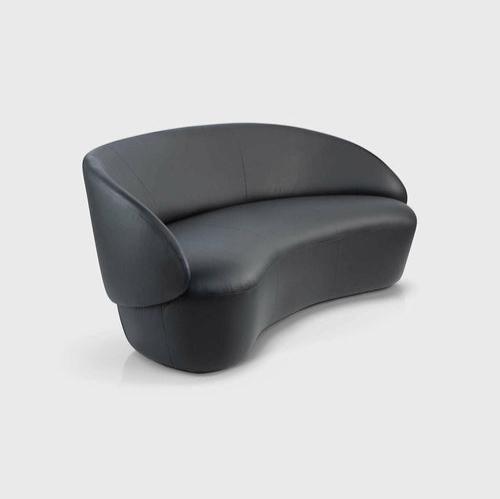 Sofas 2-Sitzer / Schwarz/Lederoptik-Stoff Naïve geschwungenes Sofa San Rocco Italia