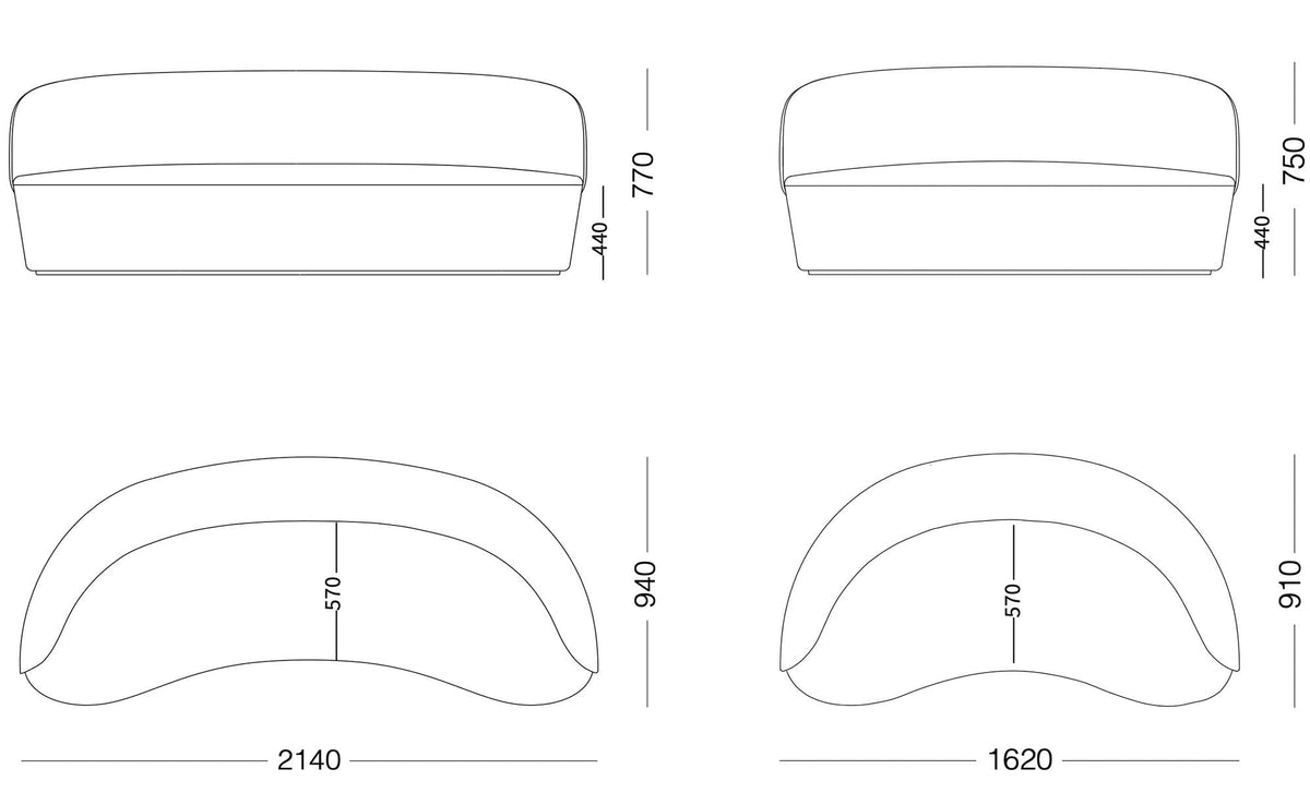 Sofas Naïve geschwungenes Sofa San Rocco Italia
