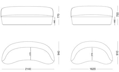 Sofas Naïve geschwungenes Sofa San Rocco Italia