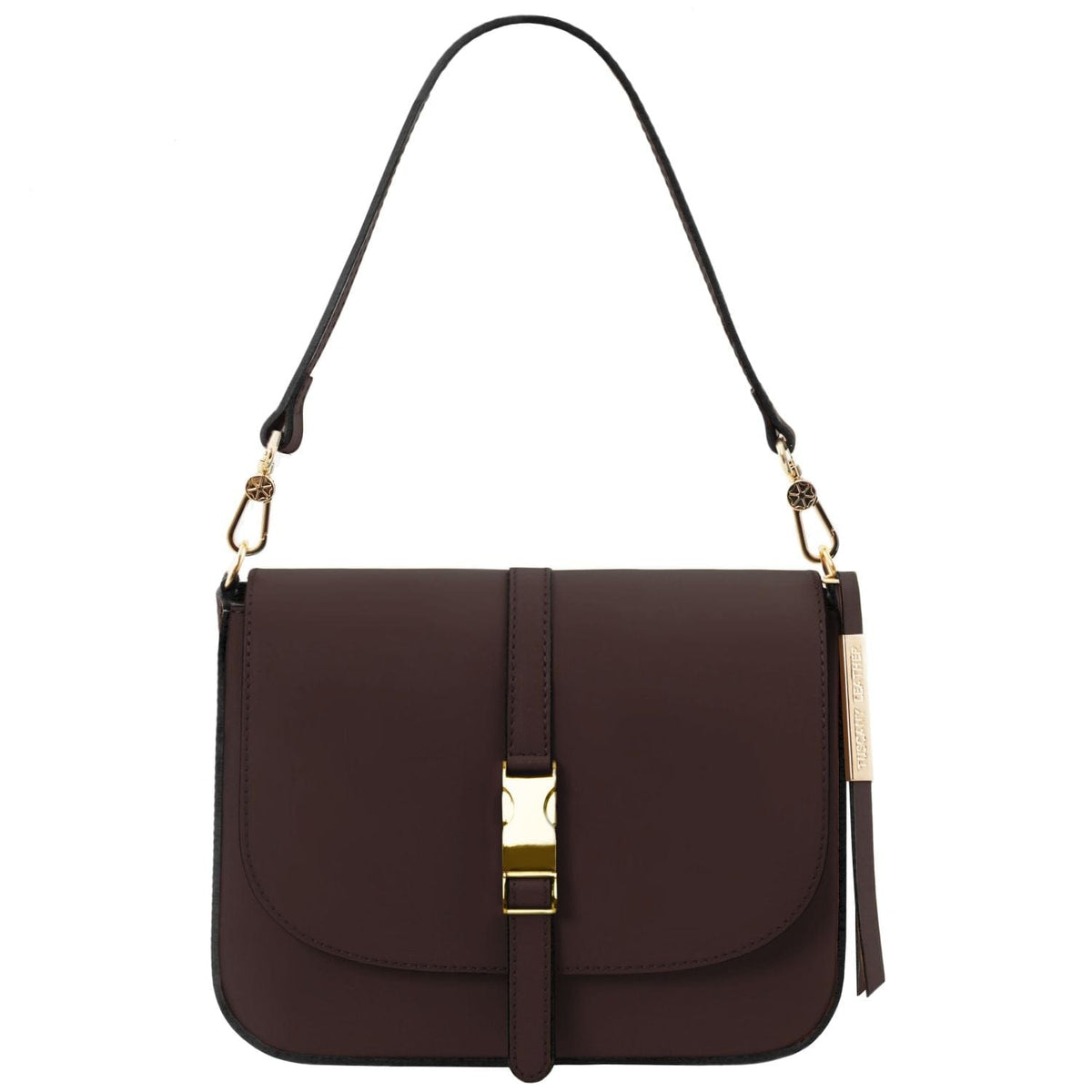 Leather shoulder bags Coffee Nausica - Italian leather shoulder bag | TL141598 San Rocco Italia