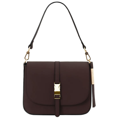 Leather shoulder bags Coffee Nausica - Italian leather shoulder bag | TL141598 San Rocco Italia