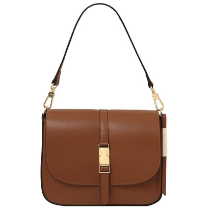 Leather shoulder bags Cognac Nausica - Italian leather shoulder bag | TL141598 San Rocco Italia
