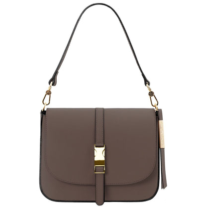 Leather shoulder bags Dark Taupe Nausica - Italian leather shoulder bag | TL141598 San Rocco Italia