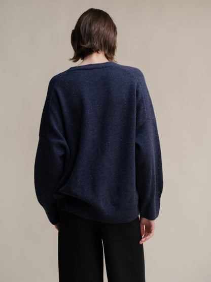 Malhas Cardigan oversized em tweed - Mistura de lã San Rocco Italia
