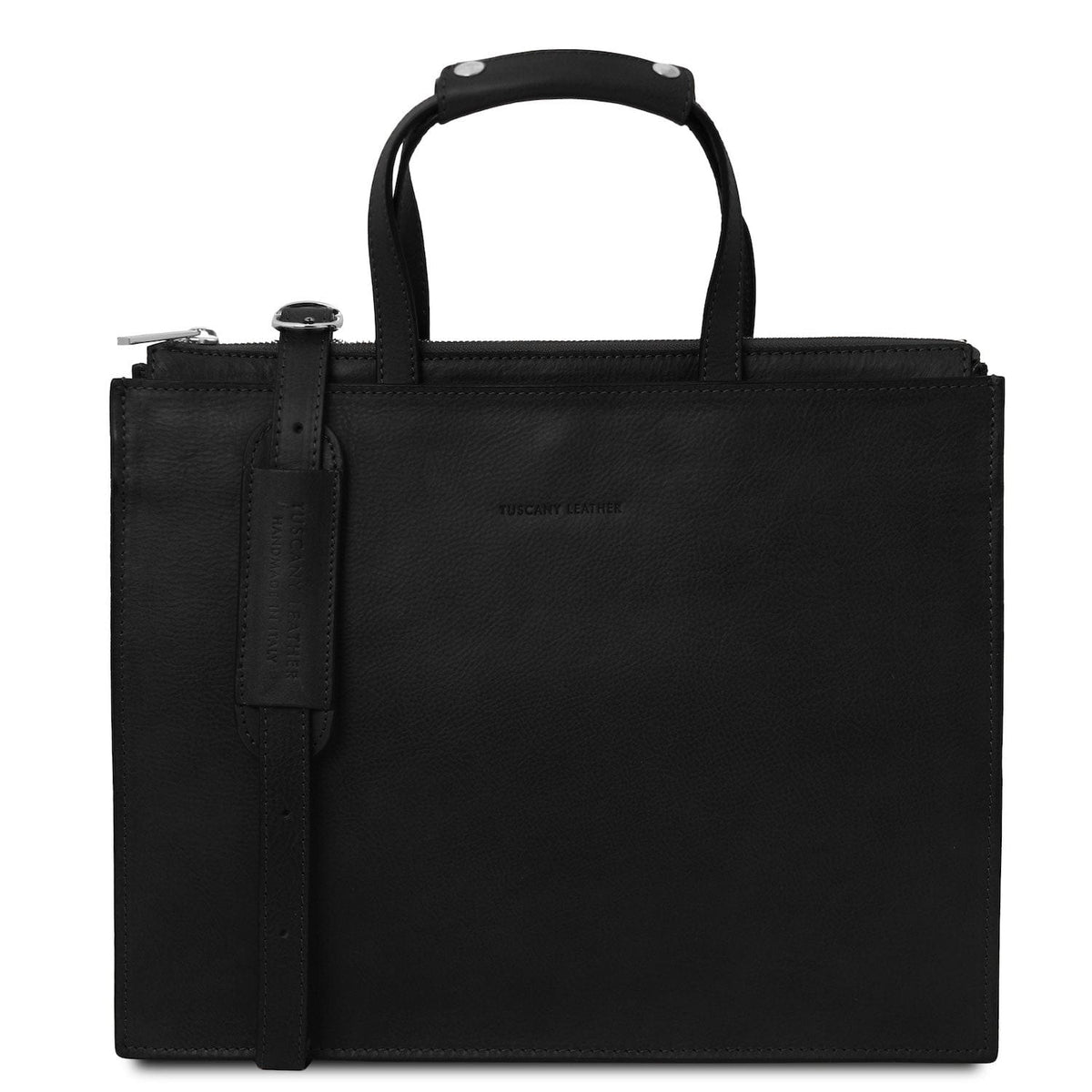 Leather briefcases Black Palermo - Italian leather 3-compartment briefcase for women | TL142452 San Rocco Italia