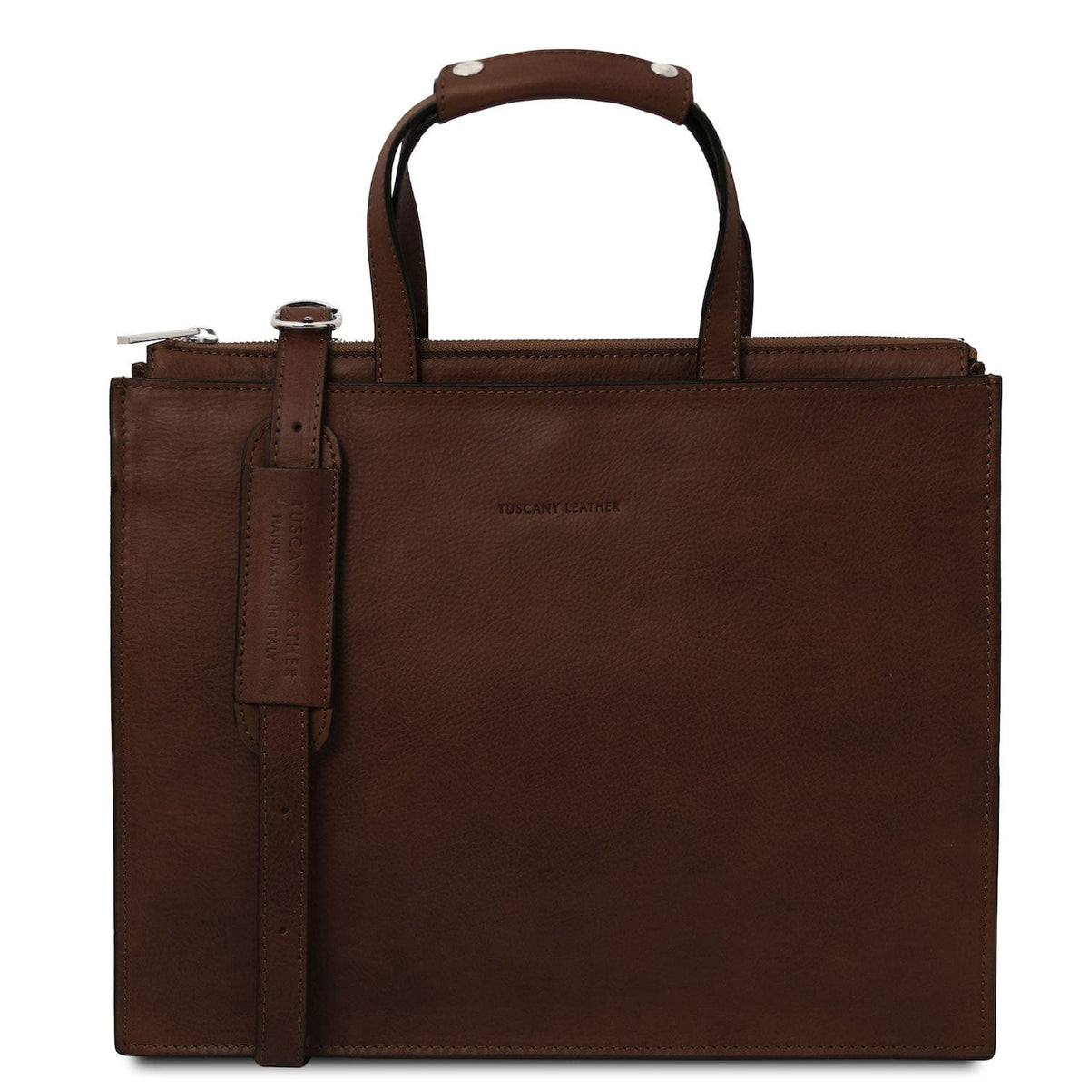 Leather briefcases Dark Brown Palermo - Italian leather 3-compartment briefcase for women | TL142452 San Rocco Italia