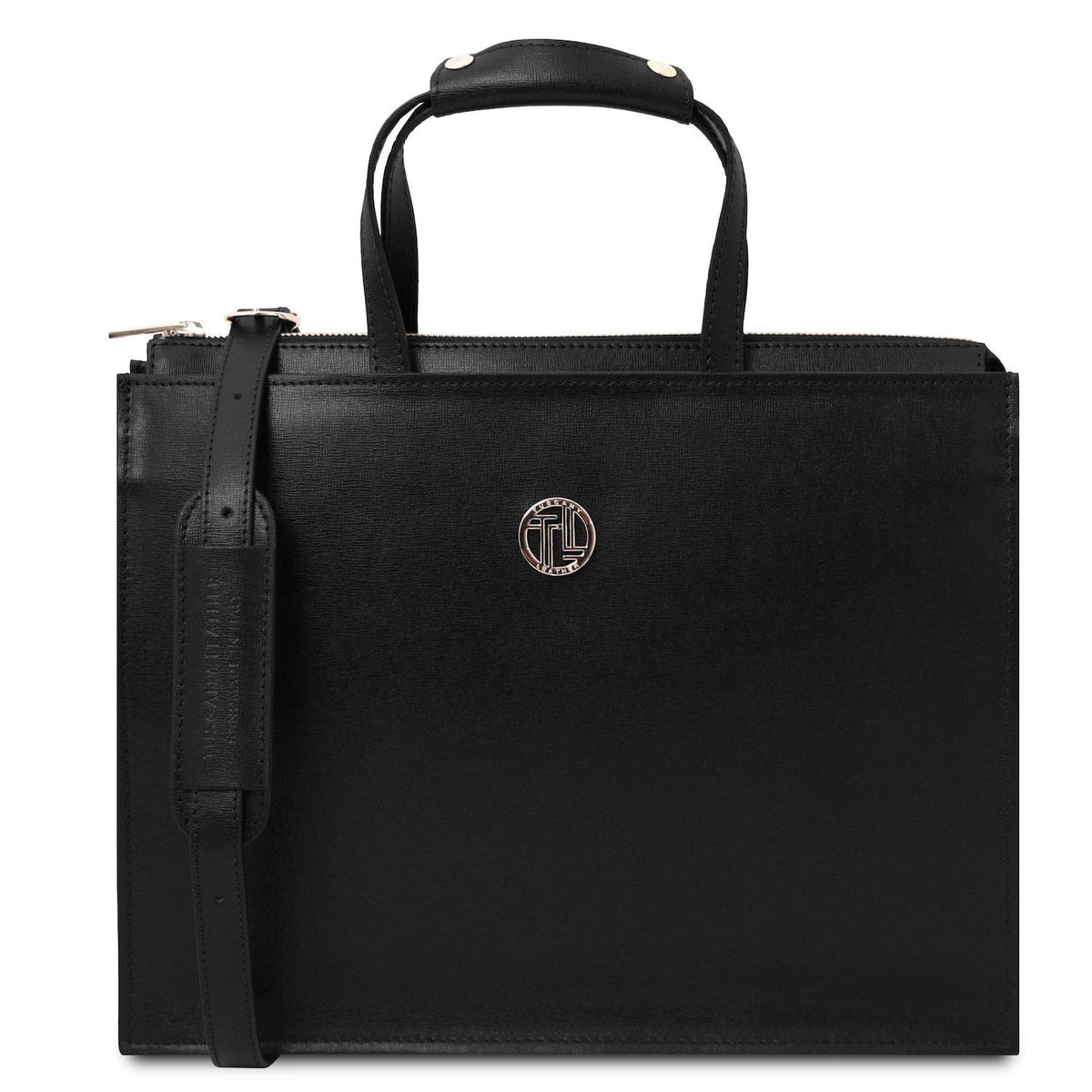 Leather briefcases Black Palermo - Saffiano Italian leather briefcase 3-compartment for women | TL141369 San Rocco Italia