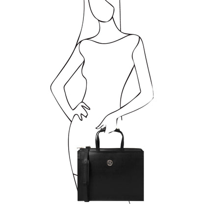 Leather briefcases Palermo - Saffiano Italian leather briefcase 3-compartment for women | TL141369 San Rocco Italia