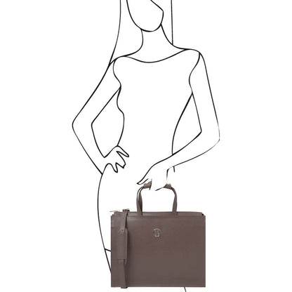 Leather briefcases Palermo - Saffiano Italian leather briefcase 3-compartment for women | TL141369 San Rocco Italia