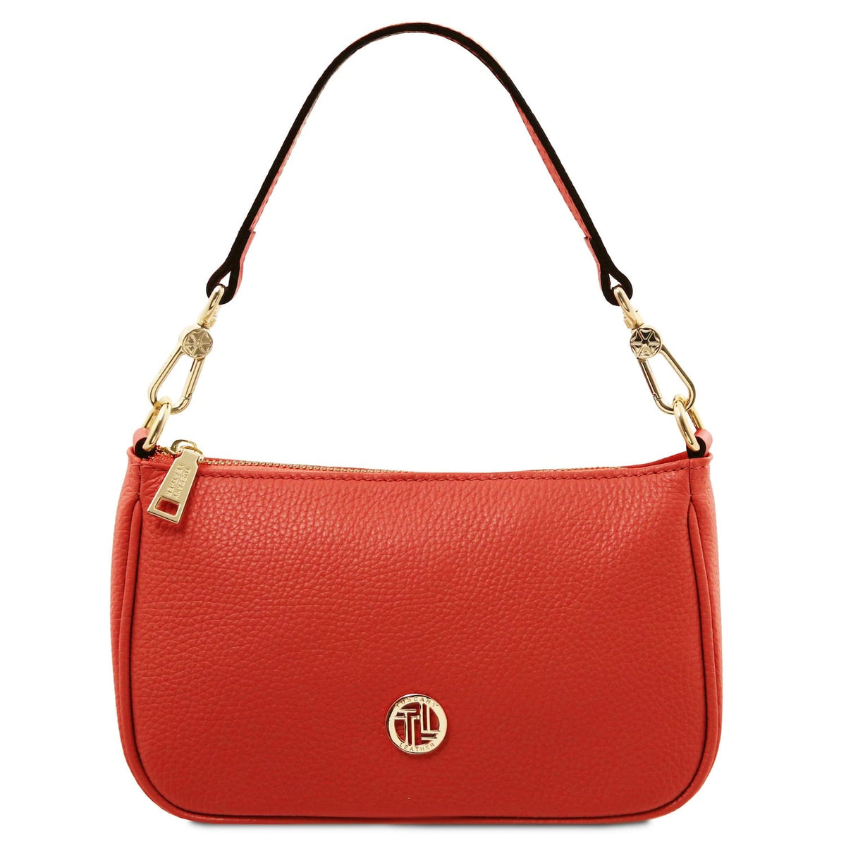 Coral hebag con gold accents su sfondo bianco