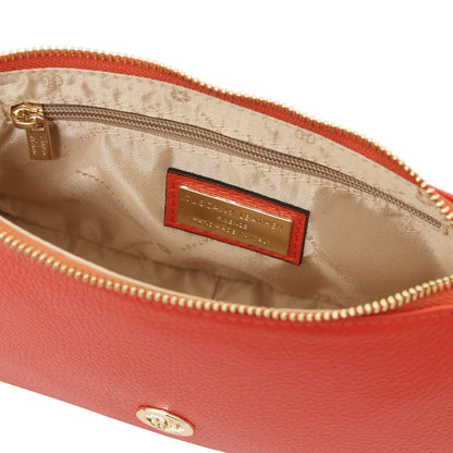 Beige patterned interior of Parfait leather clutch con tasca con zip