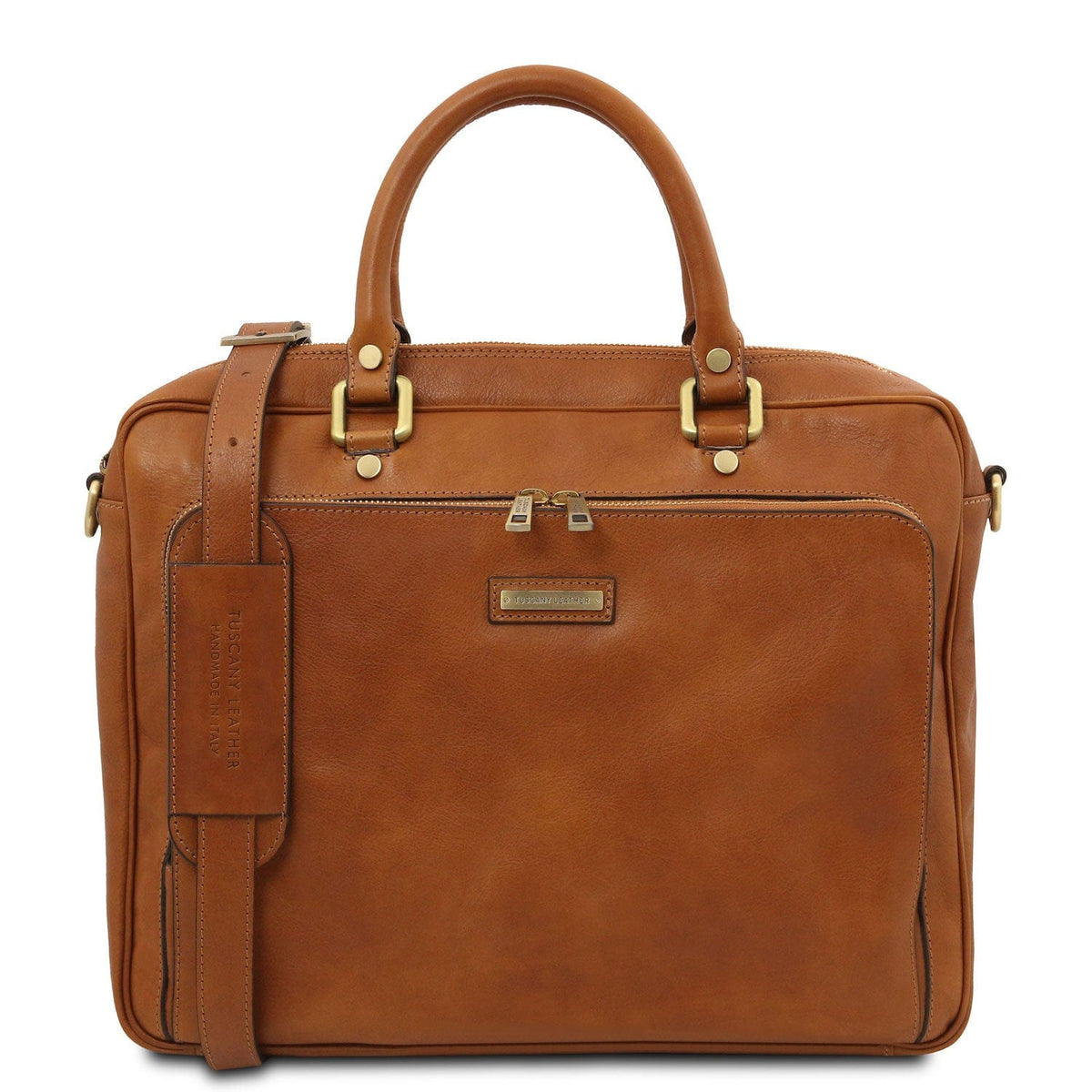 Leather laptop bags Natural Pisa - Matte leather laptop briefcase with front pocket | TL142427 San Rocco Italia