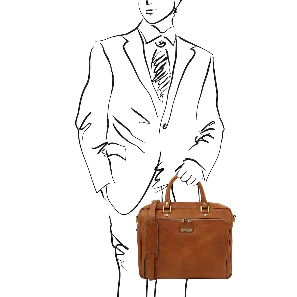 Leather laptop bags Pisa - Matte leather laptop briefcase with front pocket | TL142427 San Rocco Italia