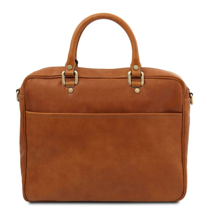 Leather laptop bags Pisa - Matte leather laptop briefcase with front pocket | TL142427 San Rocco Italia