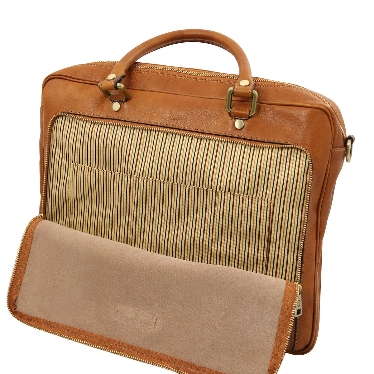 Leather laptop bags Pisa - Matte leather laptop briefcase with front pocket | TL142427 San Rocco Italia