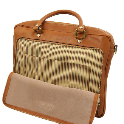 Leather laptop bags Pisa - Matte leather laptop briefcase with front pocket | TL142427 San Rocco Italia