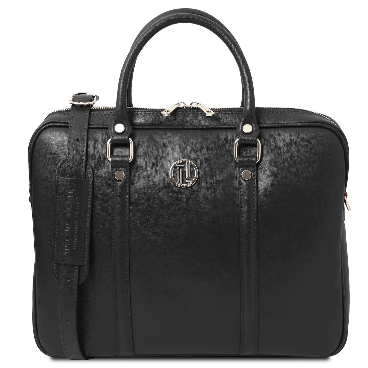 Leather laptop bags Black Prato - Exclusive Saffiano leather laptop case | TL142453 San Rocco Italia