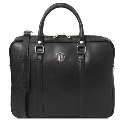 Leather laptop bags Black Prato - Exclusive Saffiano leather laptop case | TL142453 San Rocco Italia