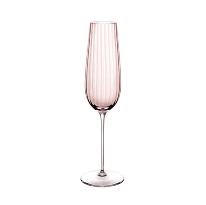 Dusty rose striped champagne flute from the Round Up set of two