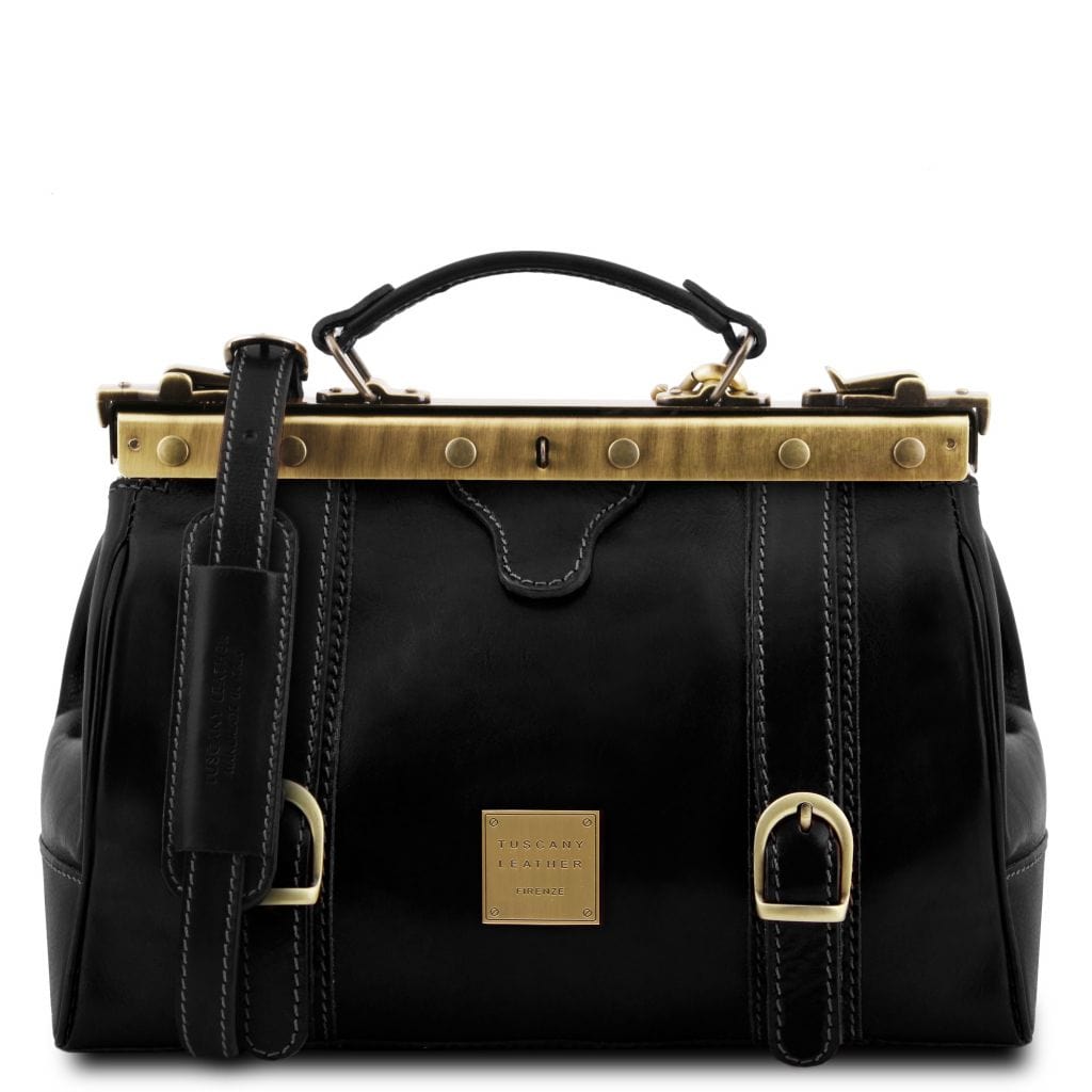 Doctor bags Black Monalisa - Doctor gladstone leather bag with front straps | TL10034 San Rocco Italia
