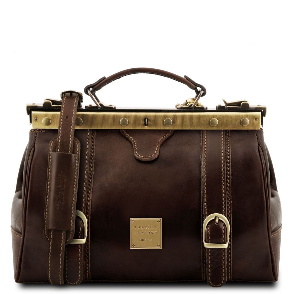 Doctor bags Dark Brown Monalisa - Doctor gladstone leather bag with front straps | TL10034 San Rocco Italia