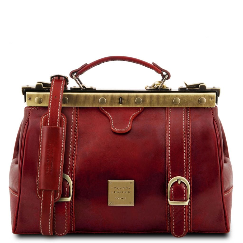 Doctor bags Red Monalisa - Doctor gladstone leather bag with front straps | TL10034 San Rocco Italia