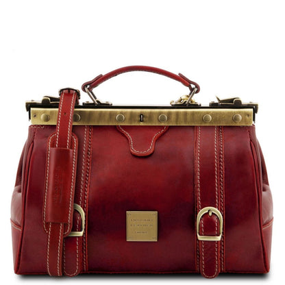 Doctor bags Red Monalisa - Doctor gladstone leather bag with front straps | TL10034 San Rocco Italia