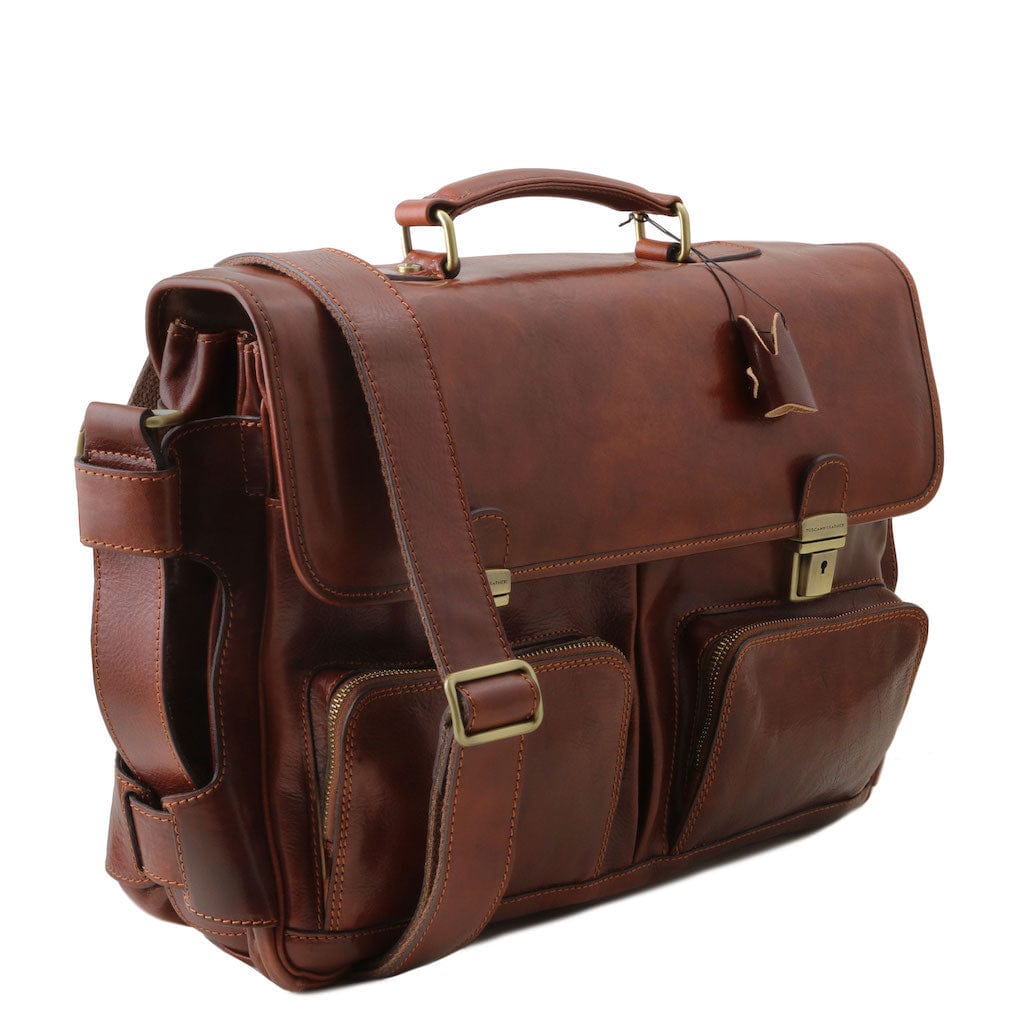 Borse porta laptop in pelle Ventimiglia - Cartella TL SMART in pelle multicomparto con tasche frontali | TL142069 San Rocco Italia