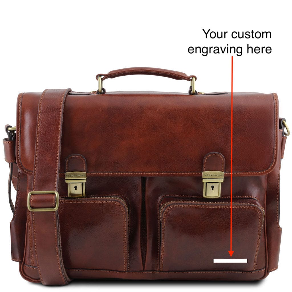 Borse porta laptop in pelle Ventimiglia - Cartella TL SMART in pelle multicomparto con tasche frontali | TL142069 San Rocco Italia